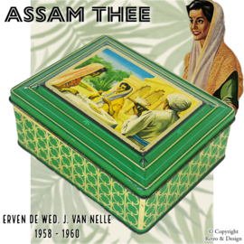 Rectangular Green 'Assam Tea' Tin from the 1958-1960s