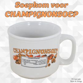 Weiße Suppenschüssel mit dem Text "Champignonsoep" – Vintage L. Doke & Zn.