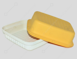 Vintage Tupperware kaasdoos Kornuit in geel en wit