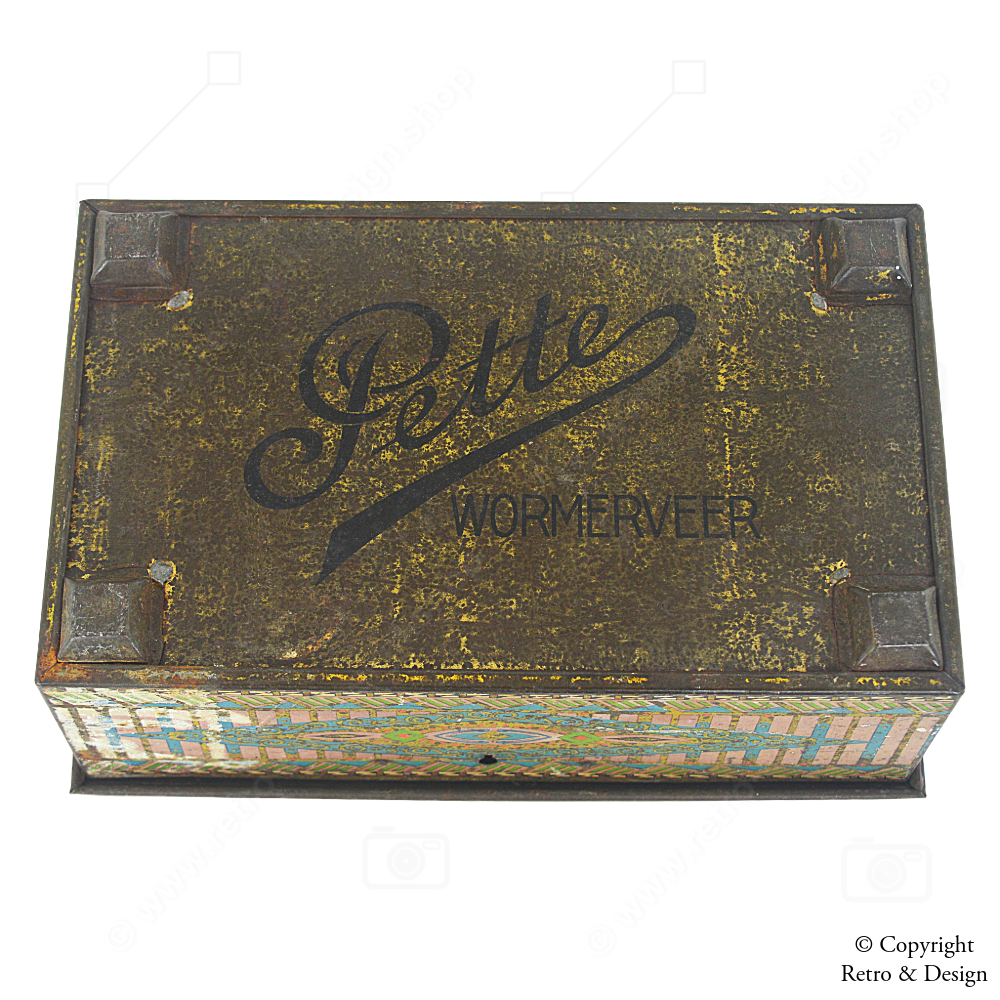 Vintage Kakao-Dose mit Schloss – Pette Wormerveer (1920–1939) mit Jagdmotiv