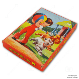 🧩  Vintage Wooden Jigsaw Puzzle – Boy with Ball & Dogs (Summer Scene)