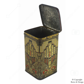 Boîte de rangement carrée pour thé au design Art Déco emblématique (1920-1939)