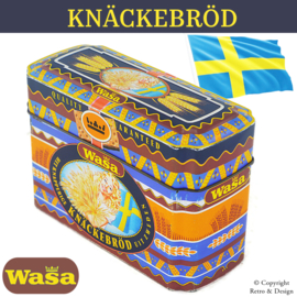 Auténtico lata de almacenamiento vintage de Wasa para knäckebröd – Diseño práctico y funcional