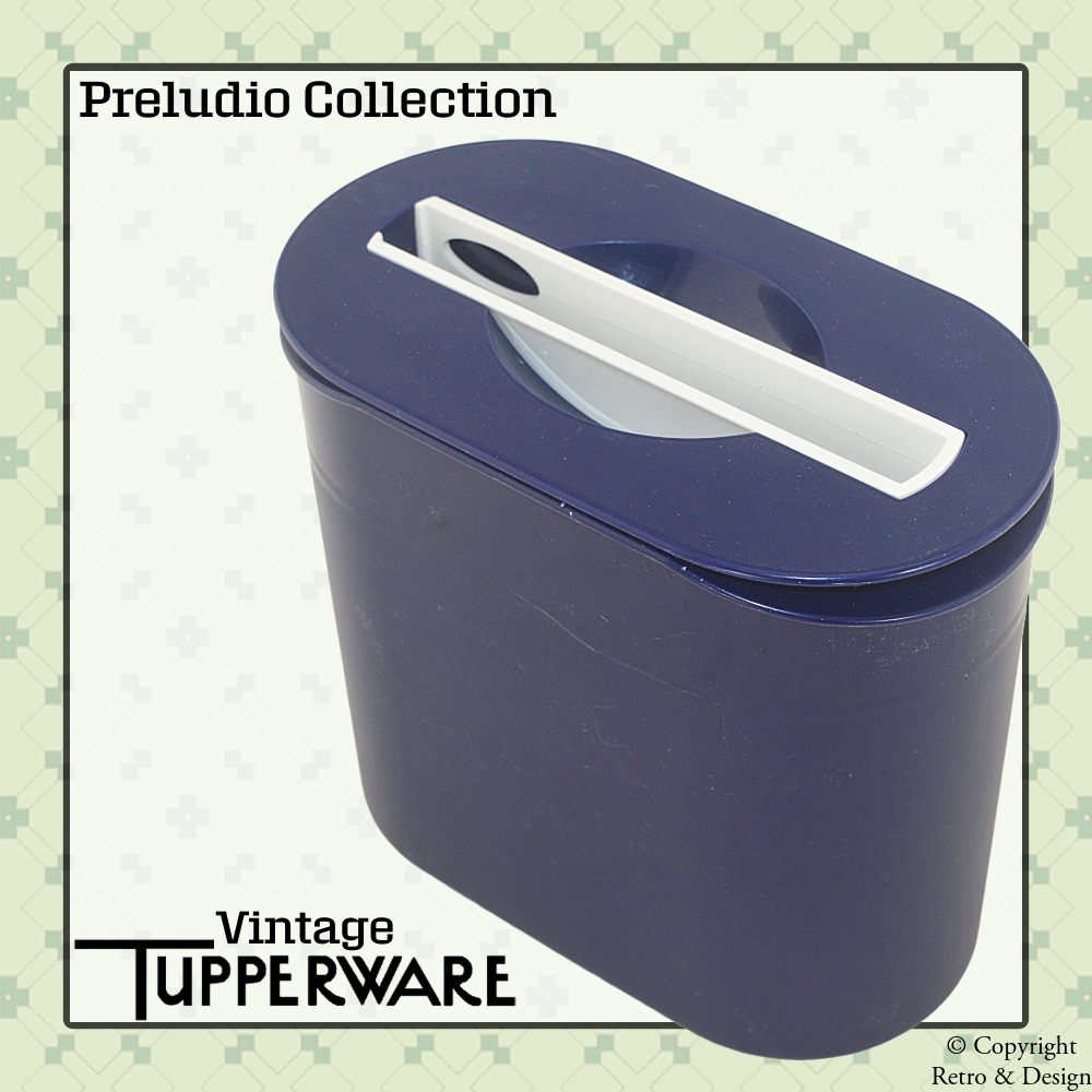 Cubitera Vintage Tupperware Preludio en Azul Oscuro con Pinzas Blancas – 1993