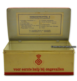 Vintage crémewit met rood, Verbandtrommel voor UTERMÖHLEN