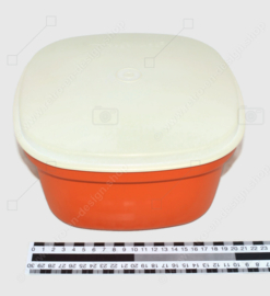 Vintage Tupperware Multi-Server in creamy orange-brown and white lid, 1973