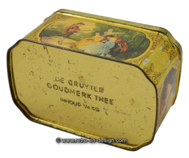 Vintage theeblik voor De Gruyter goudmerk thee