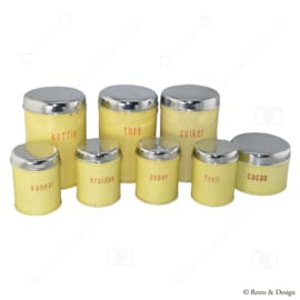 "Beautiful Set of 8 Vintage Brabantia Storage Canisters - A Touch of Nostalgia for Your Kitchen"