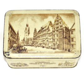 Lata de galletas vintage H. Bahlsens Keksfabrik KG Hannover con monumentos alemanes