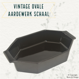 "Vintage Oval Earthenware Bowl - Graceful and Unique"