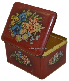 Vintage caja de galletas de estaño por Verkade con decoración de flores
