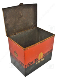 Grande boîte de comptoir de magasin vintage, H. Smith Koffie Groningen Hofleverancier