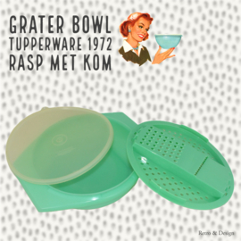 Vintage Tupperware Reibeschale in Grün mit transparentem Deckel