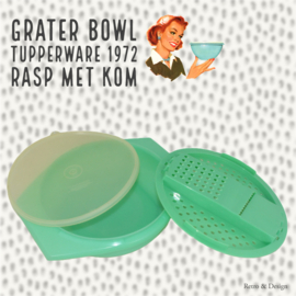 Bol râpe vintage Tupperware vert avec couvercle transparent