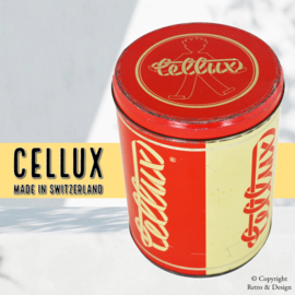 Exklusive Vintage-Cellux-Blechdose: Ein Stück Schweizer Erbe aus den 1970er Jahren