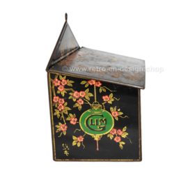 Caja de limpieza rectangular con tapa abatible, decoraciones con flores de cerezo, ibis y faroles "Be Smart, Use Glim"