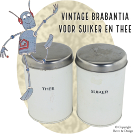 Set vintage Brabantia voorraadblikken voor thee en suiker