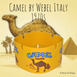 Cendrier de chameau en plastique jaune vintage des années 70 en mélamine