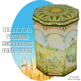 Octagonal Vintage Tin Drum with Rural Scenes for BRINTA Porridge by Honig