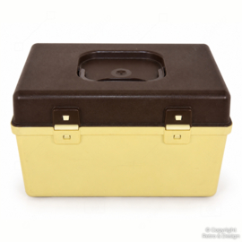 Vintage Curver naaikoffer crème met bruin deksel – jaren 70