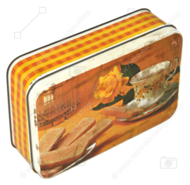 Rectangular vintage tin with separate lid for "Verkade" Langetjes