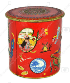 Vintage tin with European countries and images from Holland, Spain, France, Italy
