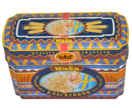 Vintage bewaarblik voor Knäckebröd van Wasa. Het knapperige Knäckebröd uit Zweden