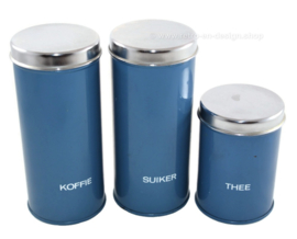 Brabantia Set von drei blauen Kanister für Kaffee, Zucker und Tee