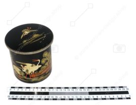 Boîte vintage ronde pour thé ou cacao de De Gruyter décorée de divers oiseaux orientaux