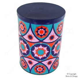 Vintage Tomado Tin – Orange, Mint Green, and Pink – Psychedelic Kaleidoscope Pattern