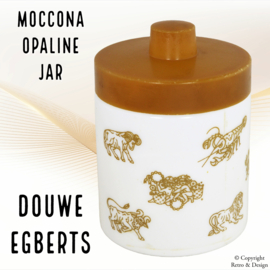 "Vintage Opaline Mocha Storage Jar, Amber with Zodiac Signs"