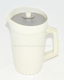 Jarra decoradora Tupperware vintage blanca con tapa gris