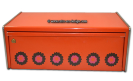 Vintage orange Brabantia bread bin, Patrice pattern