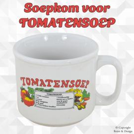 Weiße Suppenschale mit "Tomatensoep"-Schriftzug – Vintage L. Doke & Zn.