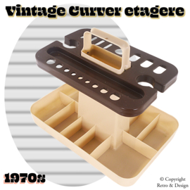 Costurero Vintage Curver de los Años 70: Elegante Organizador de Plástico con Niveles para Material de Costura