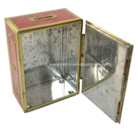 Caja de dinero de hojalata vintage con forma de caja fuerte hecha por Smith & Johnson, Londres
