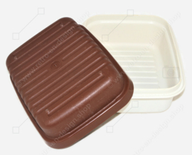 Serveur Cracker Tupperware vintage en blanc crémeux et marron