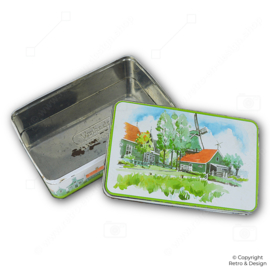 Boîte à biscuits Verkade des années 1980 – Motif aquarelle de la Zaanse Schans, objet de collection hollandais