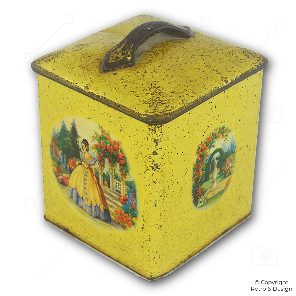 Tambor de Lata Vintage Verblifa – Encantadora Lata con Motivo Victoriano “Container Made in Holland”