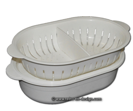 Vintage Tupperware bandeja ovalada con colador