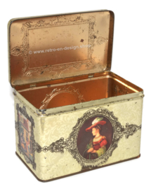 Vintage tin with images of old master paintings