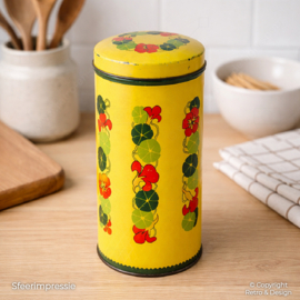 Lata Vintage Verkade para Biscotes / Almacenaje – Diseño Cees Dekker – Motivo Floral Capuchina – Holanda