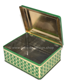 Green rectangular tin, "Assam tea", Indian tea drinking ladies on the lid.