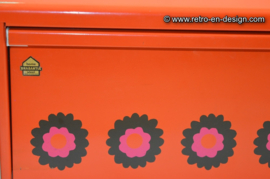 Vintage orange Brabantia bread bin, Patrice pattern