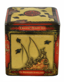 Vintage blikken kubus van NIEMEIJER voor Pecco thee