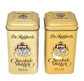 Vintage tins 125 years De Ruijter's Chocolate Flakes Milk and Dark 1974