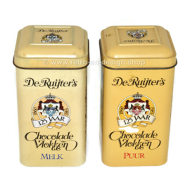 Boîtes vintage 125 ans De Ruijter's Chocolate Flakes Milk and Dark 1974