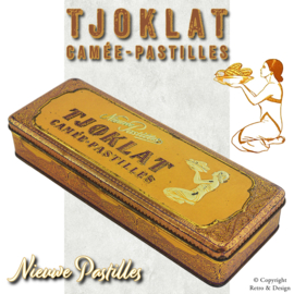 Boîte en Fer-Blanc Vintage Allongée pour Pastilles Camee TJOKLAT (Violet/Or)