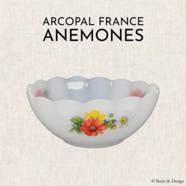 Plato festoneado vintage con motivo floral "Anemones" de Arcopal France Ø 15,5 cm