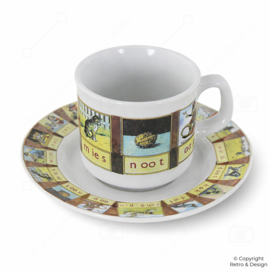 Taza y platillo “Aap Noot Mies” – Tablero de lectura neerlandés vintage – Ter Steege / Wolters Noordhoff